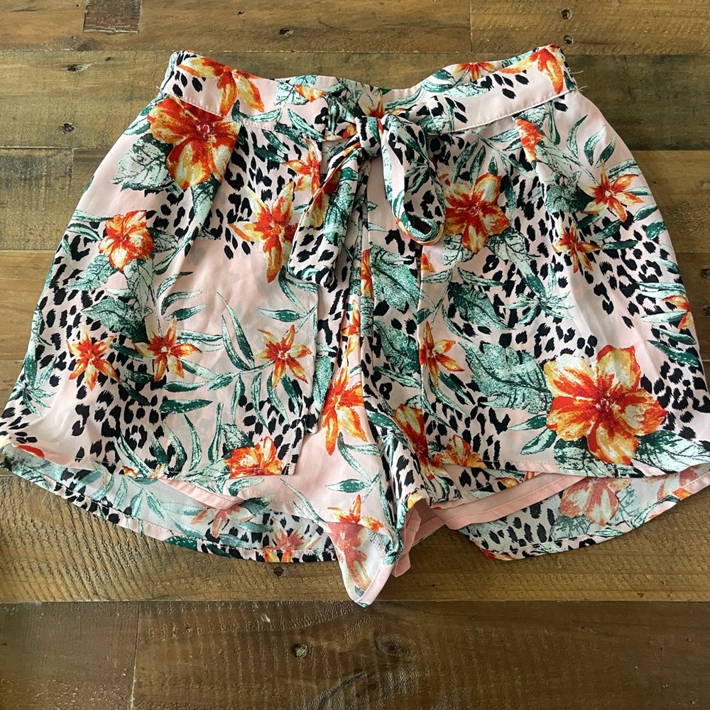 Pink and Orange Skorts with Elastic Waistband